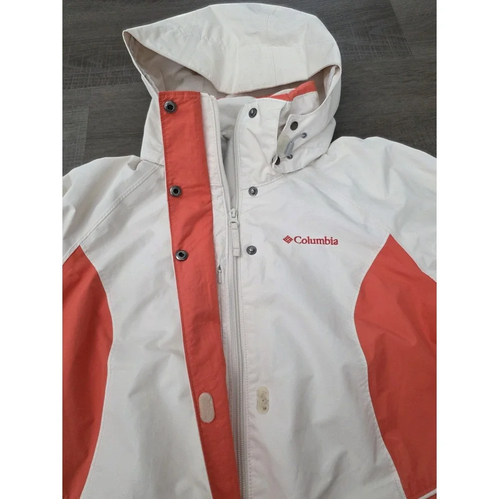 Columbia Jacket Womens Small Omni-Tech‎ Waterproof Breathable Hooded Zip Button